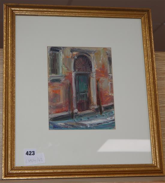 David Lloyd Smith, oil on board, Venetian doorway, signed and dated 94, 22 x 17cm